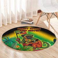 Saint Kitts and Nevis Round Carpet with Coat of Arms and Flag Pattern Design - Wonder Print Shop