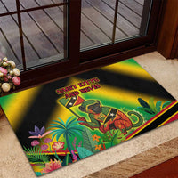 Saint Kitts and Nevis Rubber Doormat with Coat of Arms and Flag Pattern Design - Wonder Print Shop