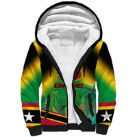 Saint Kitts and Nevis Sherpa Hoodie with Coat of Arms and Flag Pattern Design - Wonder Print Shop