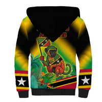 Saint Kitts and Nevis Sherpa Hoodie with Coat of Arms and Flag Pattern Design - Wonder Print Shop