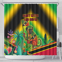 Saint Kitts and Nevis Shower Curtain with Coat of Arms and Flag Pattern Design - Wonder Print Shop