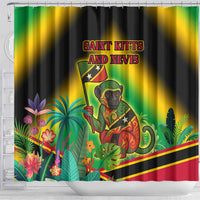 Saint Kitts and Nevis Shower Curtain with Coat of Arms and Flag Pattern Design - Wonder Print Shop