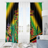Saint Kitts and Nevis Window Curtain with Coat of Arms and Flag Pattern Design - Wonder Print Shop