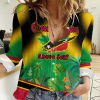 Saint Kitts and Nevis Women Casual Shirt with Coat of Arms and Flag Pattern Design - Wonder Print Shop