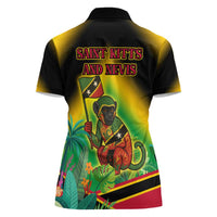 Saint Kitts and Nevis Women Polo Shirt with Coat of Arms and Flag Pattern Design - Wonder Print Shop