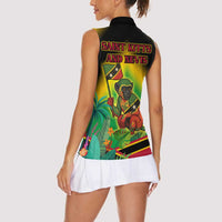 Saint Kitts and Nevis Women Sleeveless Polo Shirt with Coat of Arms and Flag Pattern Design - Wonder Print Shop