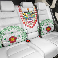Saint Kitts and Nevis Back Car Seat Cover with Vibrant Flag Colors and Hibiscus Flower Design - Wonder Print Shop