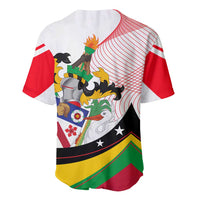 Saint Kitts and Nevis Baseball Jersey with Vibrant Flag Colors and Hibiscus Flower Design - Wonder Print Shop