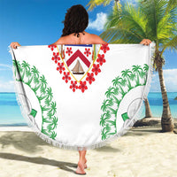 Saint Kitts and Nevis Beach Blanket with Vibrant Flag Colors and Hibiscus Flower Design - Wonder Print Shop