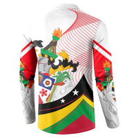 Saint Kitts and Nevis Button Sweatshirt with Vibrant Flag Colors and Hibiscus Flower Design - Wonder Print Shop