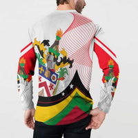 Saint Kitts and Nevis Button Sweatshirt with Vibrant Flag Colors and Hibiscus Flower Design - Wonder Print Shop