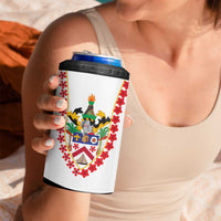 Saint Kitts and Nevis 4 in 1 Can Cooler Tumbler with Vibrant Flag Colors and Hibiscus Flower Design - Wonder Print Shop