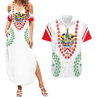 Saint Kitts and Nevis Couples Matching Summer Maxi Dress and Hawaiian Shirt with Vibrant Flag Colors and Hibiscus Flower Design - Wonder Print Shop