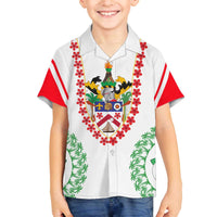 Saint Kitts and Nevis Family Matching Off The Shoulder Long Sleeve Dress and Hawaiian Shirt with Vibrant Flag Colors and Hibiscus Flower Design - Wonder Print Shop