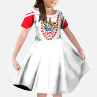 Saint Kitts and Nevis Family Matching Off Shoulder Maxi Dress and Hawaiian Shirt with Vibrant Flag Colors and Hibiscus Flower Design - Wonder Print Shop