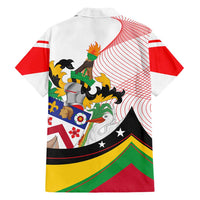 Saint Kitts and Nevis Family Matching Off Shoulder Maxi Dress and Hawaiian Shirt with Vibrant Flag Colors and Hibiscus Flower Design - Wonder Print Shop
