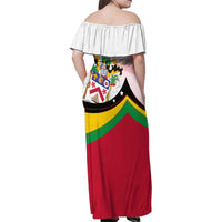 Saint Kitts and Nevis Family Matching Off Shoulder Maxi Dress and Hawaiian Shirt with Vibrant Flag Colors and Hibiscus Flower Design - Wonder Print Shop