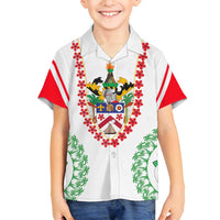 Saint Kitts and Nevis Family Matching Off Shoulder Short Dress and Hawaiian Shirt with Vibrant Flag Colors and Hibiscus Flower Design - Wonder Print Shop