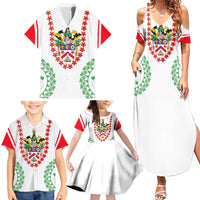 Saint Kitts and Nevis Family Matching Summer Maxi Dress and Hawaiian Shirt with Vibrant Flag Colors and Hibiscus Flower Design - Wonder Print Shop