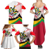 Saint Kitts and Nevis Family Matching Summer Maxi Dress and Hawaiian Shirt with Vibrant Flag Colors and Hibiscus Flower Design - Wonder Print Shop