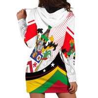 Saint Kitts and Nevis Hoodie Dress with Vibrant Flag Colors and Hibiscus Flower Design - Wonder Print Shop