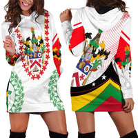 Saint Kitts and Nevis Hoodie Dress with Vibrant Flag Colors and Hibiscus Flower Design - Wonder Print Shop