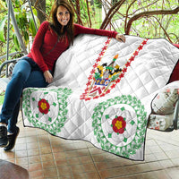 Saint Kitts and Nevis Quilt with Vibrant Flag Colors and Hibiscus Flower Design - Wonder Print Shop