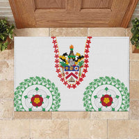 Saint Kitts and Nevis Rubber Doormat with Vibrant Flag Colors and Hibiscus Flower Design - Wonder Print Shop