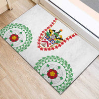 Saint Kitts and Nevis Rubber Doormat with Vibrant Flag Colors and Hibiscus Flower Design - Wonder Print Shop