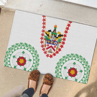 Saint Kitts and Nevis Rubber Doormat with Vibrant Flag Colors and Hibiscus Flower Design - Wonder Print Shop