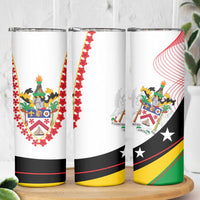 Saint Kitts and Nevis Skinny Tumbler with Vibrant Flag Colors and Hibiscus Flower Design - Wonder Print Shop