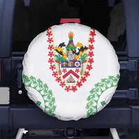 Saint Kitts and Nevis Spare Tire Cover with Vibrant Flag Colors and Hibiscus Flower Design - Wonder Print Shop