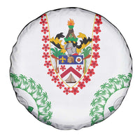 Saint Kitts and Nevis Spare Tire Cover with Vibrant Flag Colors and Hibiscus Flower Design - Wonder Print Shop