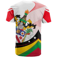Saint Kitts and Nevis T Shirt with Vibrant Flag Colors and Hibiscus Flower Design - Wonder Print Shop