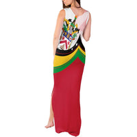 Saint Kitts and Nevis Tank Maxi Dress with Vibrant Flag Colors and Hibiscus Flower Design - Wonder Print Shop