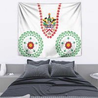 Saint Kitts and Nevis Tapestry with Vibrant Flag Colors and Hibiscus Flower Design - Wonder Print Shop