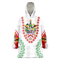 Saint Kitts and Nevis Wearable Blanket Hoodie with Vibrant Flag Colors and Hibiscus Flower Design - Wonder Print Shop
