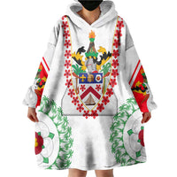 Saint Kitts and Nevis Wearable Blanket Hoodie with Vibrant Flag Colors and Hibiscus Flower Design - Wonder Print Shop