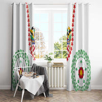 Saint Kitts and Nevis Window Curtain with Vibrant Flag Colors and Hibiscus Flower Design - Wonder Print Shop