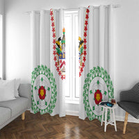 Saint Kitts and Nevis Window Curtain with Vibrant Flag Colors and Hibiscus Flower Design - Wonder Print Shop