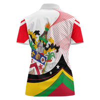 Saint Kitts and Nevis Women Polo Shirt with Vibrant Flag Colors and Hibiscus Flower Design - Wonder Print Shop