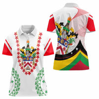 Saint Kitts and Nevis Women Polo Shirt with Vibrant Flag Colors and Hibiscus Flower Design - Wonder Print Shop