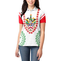 Saint Kitts and Nevis Women Polo Shirt with Vibrant Flag Colors and Hibiscus Flower Design - Wonder Print Shop