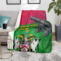 Saint Kitts and Nevis Apparel Blanket with National Coat of Arms and Cannon Graphic in Red and Green Cultural Pattern Design - Wonder Print Shop