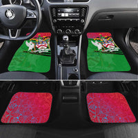 Saint Kitts and Nevis Apparel Car Mats with National Coat of Arms and Cannon Graphic in Red and Green Cultural Pattern Design - Wonder Print Shop