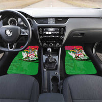 Saint Kitts and Nevis Apparel Car Mats with National Coat of Arms and Cannon Graphic in Red and Green Cultural Pattern Design - Wonder Print Shop