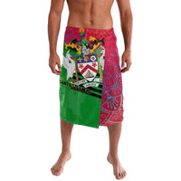 Saint Kitts and Nevis Apparel Lavalava with National Coat of Arms and Cannon Graphic in Red and Green Cultural Pattern Design - Wonder Print Shop