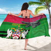 Saint Kitts and Nevis Apparel Sarong with National Coat of Arms and Cannon Graphic in Red and Green Cultural Pattern Design - Wonder Print Shop