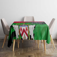 Saint Kitts and Nevis Apparel Tablecloth with National Coat of Arms and Cannon Graphic in Red and Green Cultural Pattern Design - Wonder Print Shop