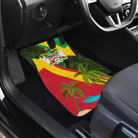 Saint Kitts and Nevis Apparel Car Mats with Coat of Arms, Palm Trees, and Hammock Graphic in Tropical Green and Flag-Inspired Design - Wonder Print Shop